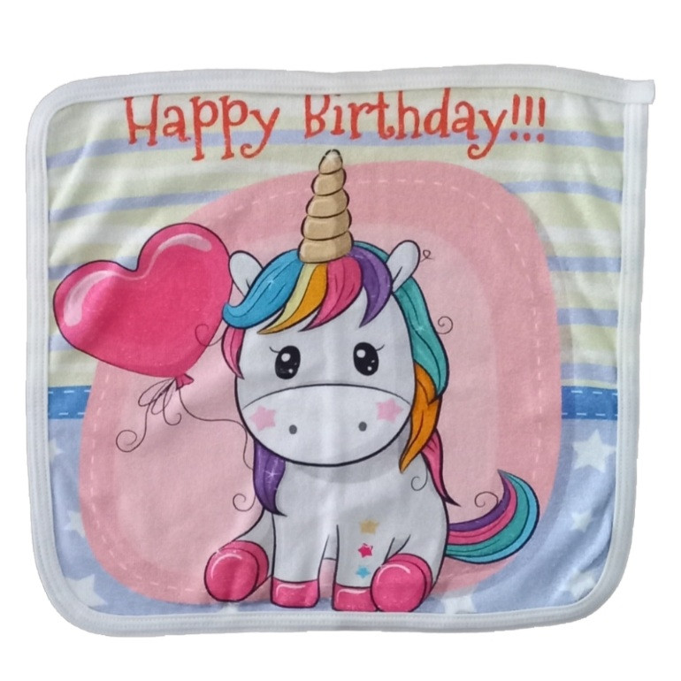 حوله دست و صورت نوزاد مدل اسب شاخدار کد 02 سایز 30x30 سانتی متر